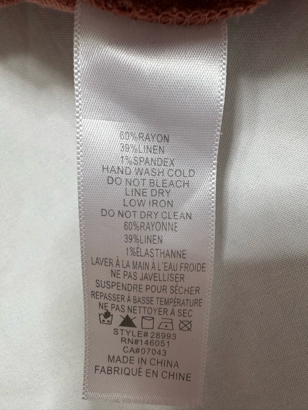 Monteau Women's linen blend orange Button-down babydoll Top - Picture 5 of 5